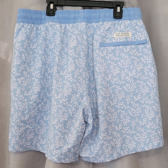 Fair Harbor Light Blue Coral Pattern Swim Trunks - Picture 2 of 4